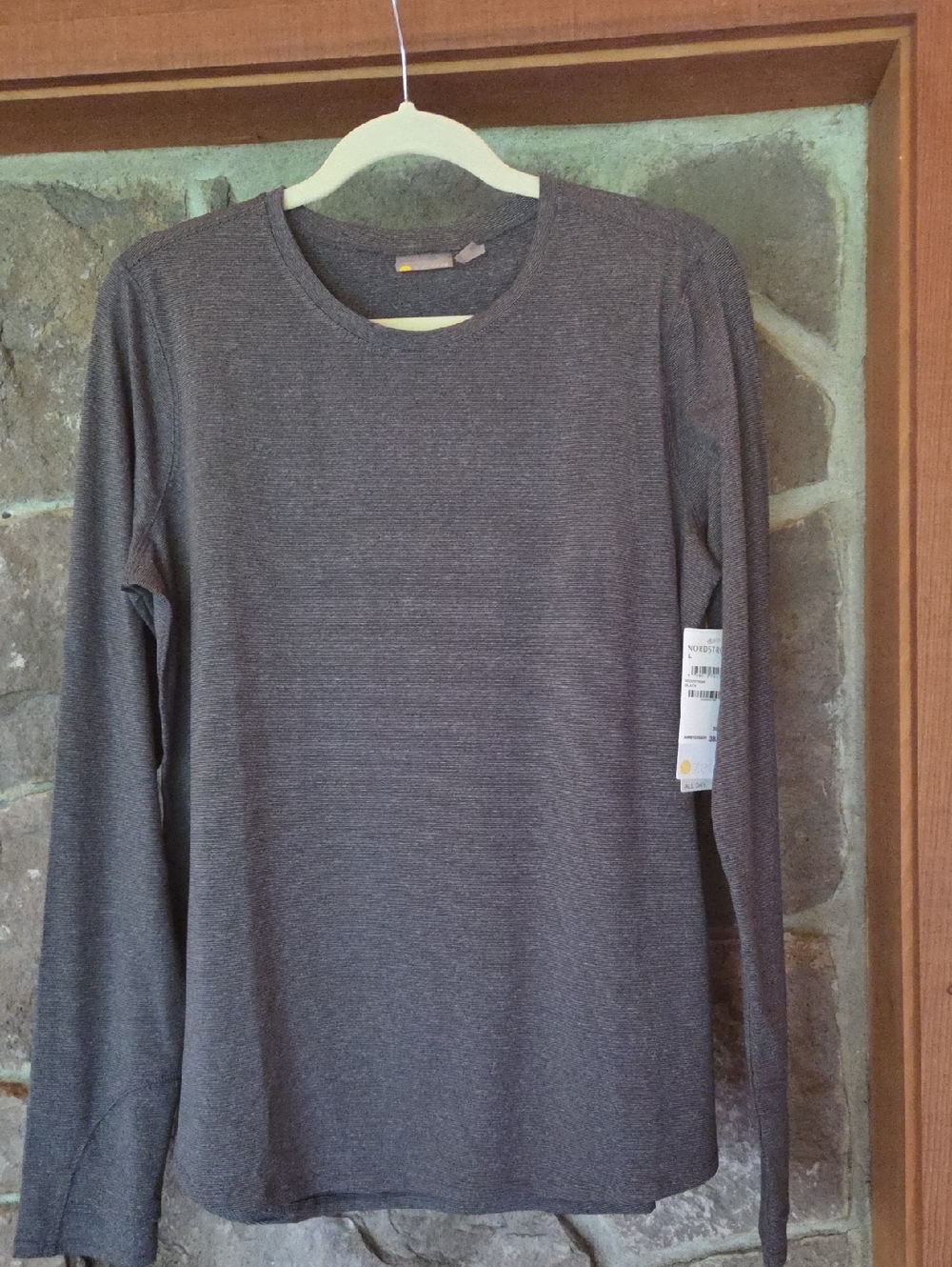 Zella Charcoal Striped Long Sleeve Top